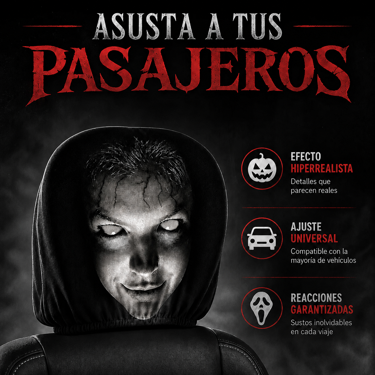 Reposacabezas del Terror Doble Cara Hiperrealista